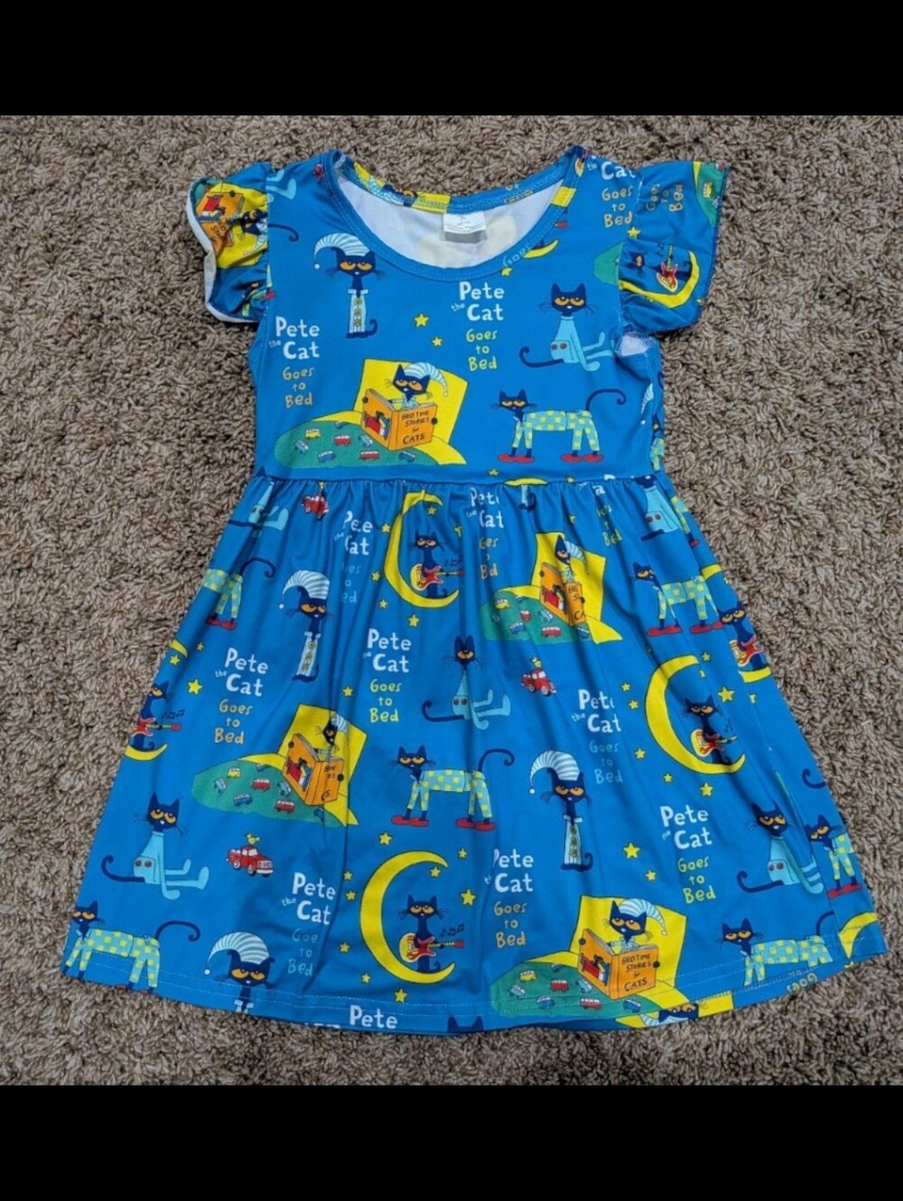 5/6 boutique pete the cat milk silk twirl flutter dress back to school